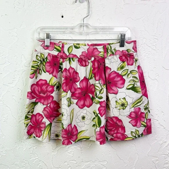 Vintage y2k White Pink Floral Low Rise Mini Skirt Size Large - Picture 1 of 6